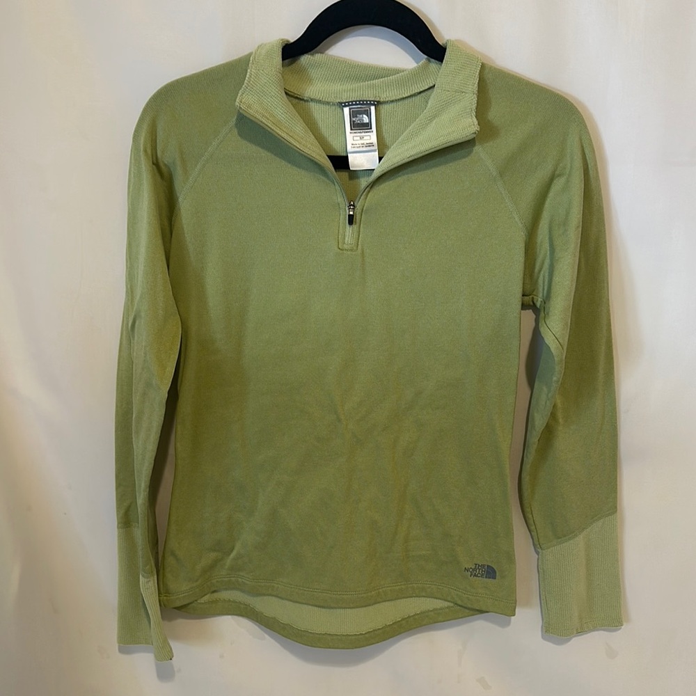 The North Face Women’s Green Quarter Zip Pullover Fleece Sweatshirt Size S - Picture 2 of 8